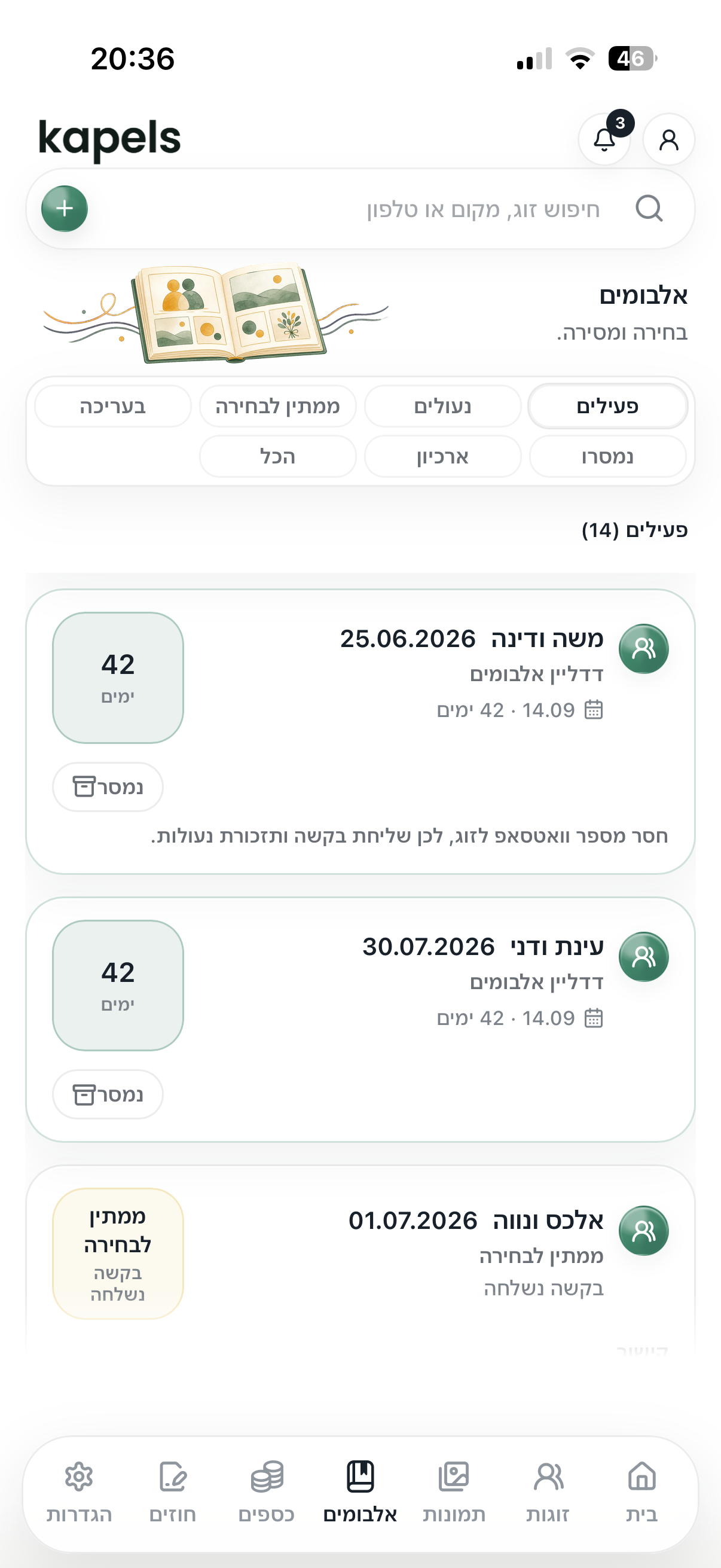 מסך אלבומים ודדליין